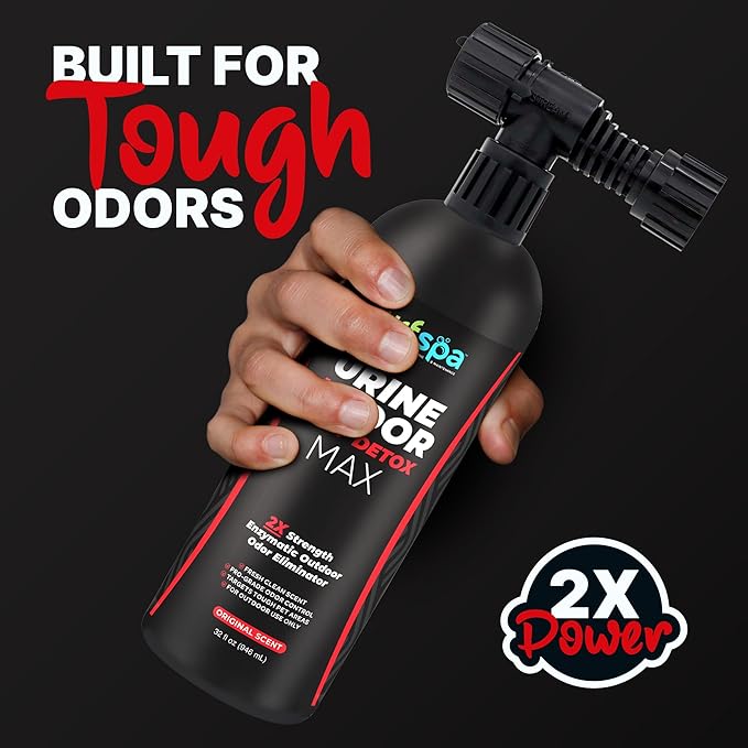 MAX Urine & Odor Turf Detox: 2X Strength Professional Enzyme Cleaner & Odor Eliminator for Artificial Grass, Turf, Concrete & Patios, Dogs & Cats – 32 oz Sprayer & Gallon Refill