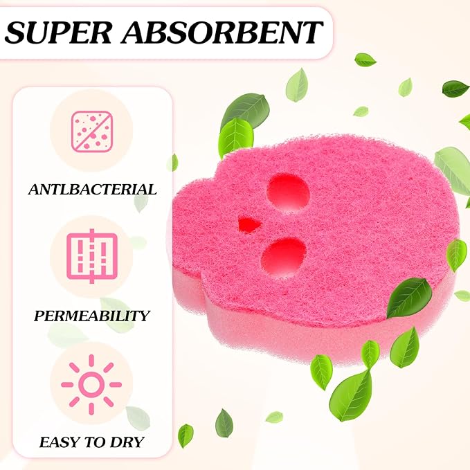 Tioncy 12 Pack Skull Kitchen Sponges Bulk Dual Sided Scrubber Pink Sponges Dishwashing Skull Kitchen Accessories Dish Scouring Black, White