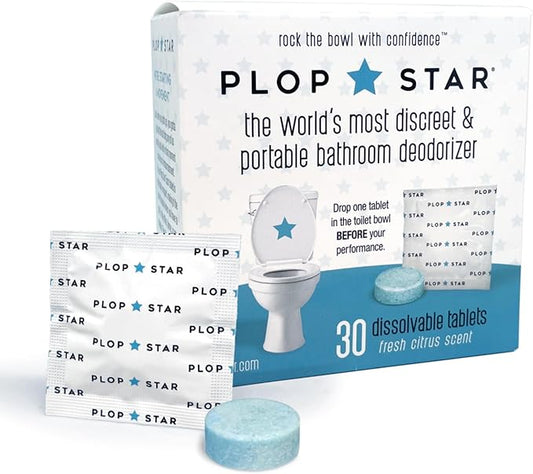 Odor Eliminating Toilet Tablets, Bathroom Deodorizer with Citrus Essential Oils, Individually-Wrapped Toilet Deodorizer, Single-Use Bathroom Odor Eliminator, 30 Tablets