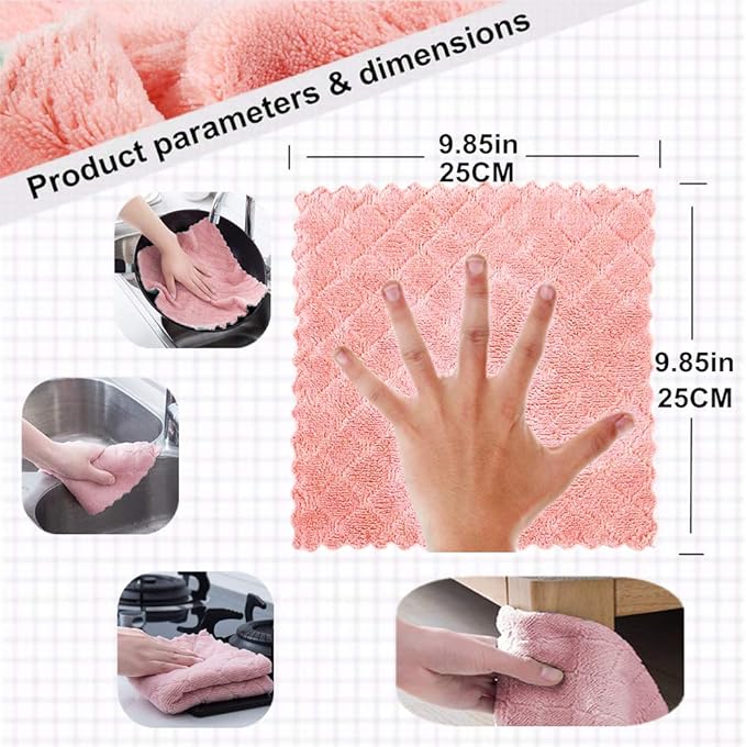 24-Pack Microfiber Cleaning Cloth, Kitchen Cloth Dish Towels, Double-Sided Premium Dishcloths, Reusable Household Cleaning Cloths for House Furniture Table Kitchen Glass Cleaning