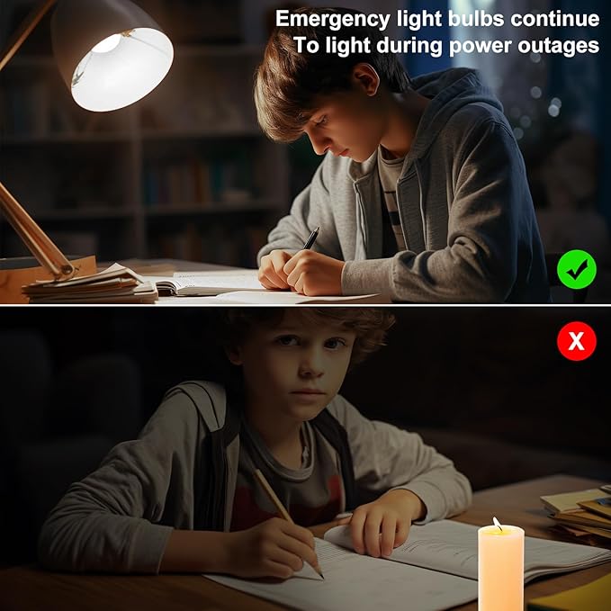 Rechargeable Light Bulbs, 1200mAh Led Battery Backup Bulb for Lamps 6 Pack Emergency Light Bulbs for Power Outage Hurricane Camping 9W 3000K A21 Warm Light Battery Operated Light Bulb E26
