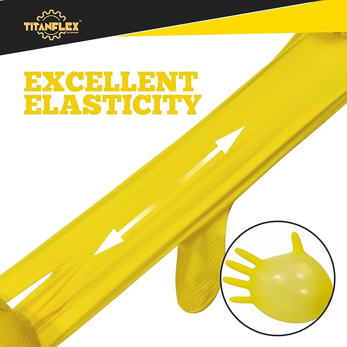 TitanFlex Heavy Duty Nitrile Gloves, 6 Mil Yellow Raised Diamond Texture, Mechanic Disposable Gloves, Latex Free