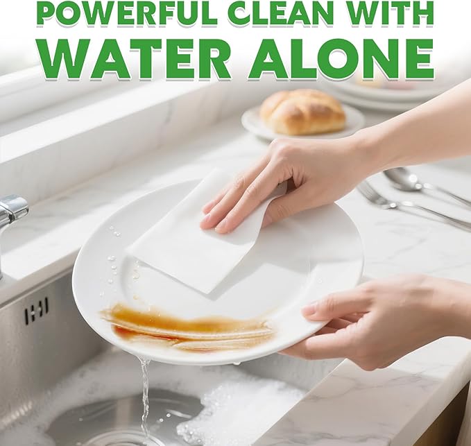 52 PCS Magic Sponge Eraser Sheets, Disposable & Portable, Ultra Thin for Cleaning Hard-to-Reach Place, Deep Clean with Water Only for Cup Plate Sink Kitchenware Bathroom
