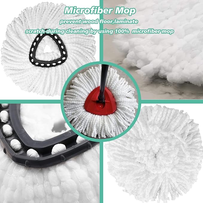 10 PCS Spin Mop Replacement Head for Ocedar,100% Microfiber Mop Heads Replacements with Cedar Mop Replace,360 Degree Round Refill Mop Head for Easy House Cleaning Floor Mopping,Make Cleaning Easier