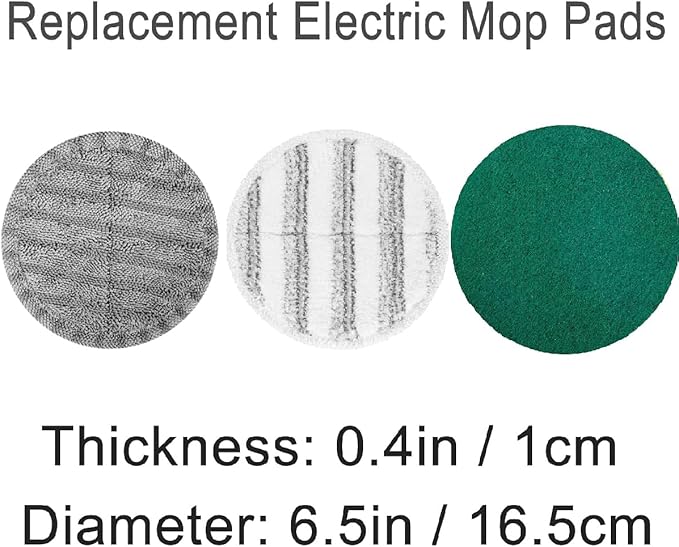 Electric Mop Pads Replacement Cleaning Scrubber Mop Pads, 6.3 inches
