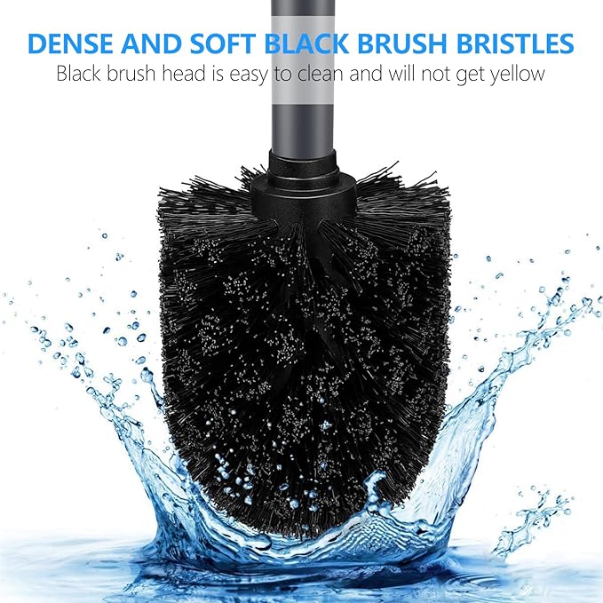 SetSail Toilet Brush, Compact Size Toilet Bowl Brush and Holder Toilet Brushes for Bathroom with Stainless Steel Handle Toilet Cleaner Brush with Durable Scrubbing Bristles, 3 Packs，Gery