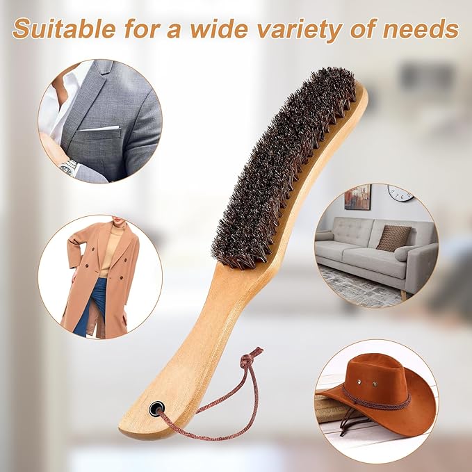 Felt Clothes Hat Brush lint Remover,Large Black Walnut Wood Handle,Boar Bristle Lint Brush for Shoes Suits, Cashmere, Wool, Velvet, Suede and Pet Hair,Easily Removes Lint Dust, Fuzz