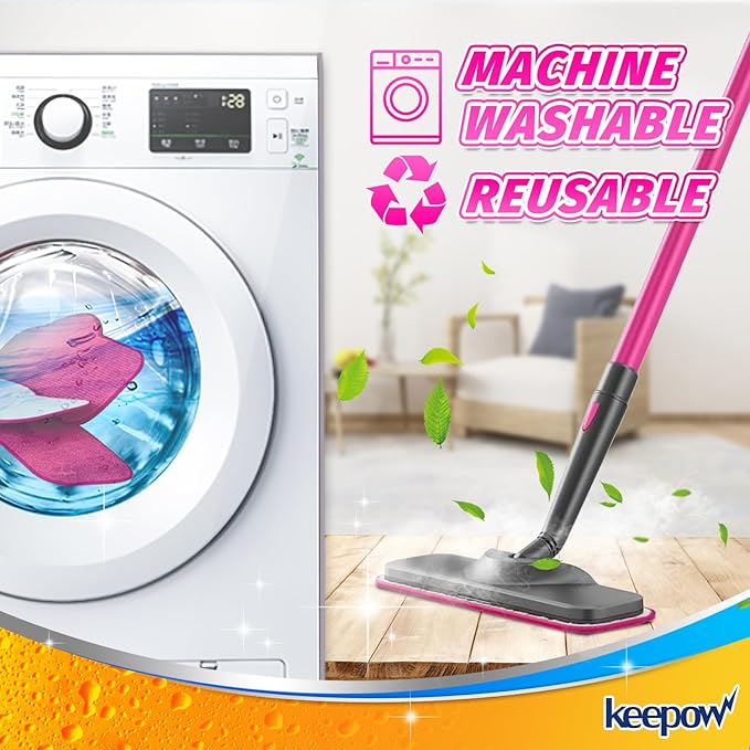 KEEPOW Microfiber Steam Mop Pads Compatible with Schenley Steam Mop Cleaner, Washable and Reusable Replacement Mop Pads Accessories Fit for Steam Mop SLFCSM064 & SLFCSM063 （4 Pack）