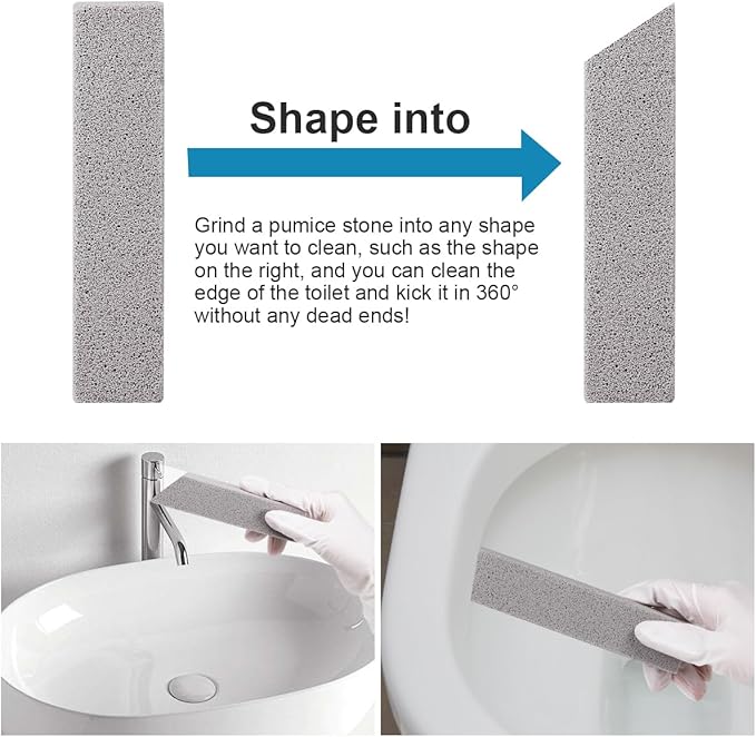 Herda 16 Pack Pumice Stone Toilet Bowl Cleaning, Powerfully Pumice Stick for Cleaning Hard Water Rings, Calcium Buildup, Rust, Pumice Stone for Cleaning Toilets, Tubs, Grills, Swimming Pools, Sinks