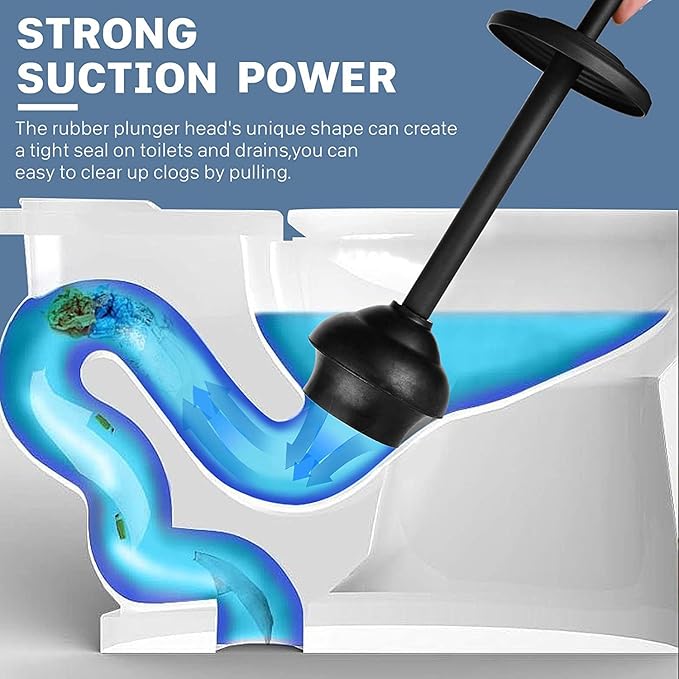 DOWRY Toilet Plunger with Holder for Bathroom,Powerful Efficient Force Suction Cup,Heavy Duty, Deep Cleaning