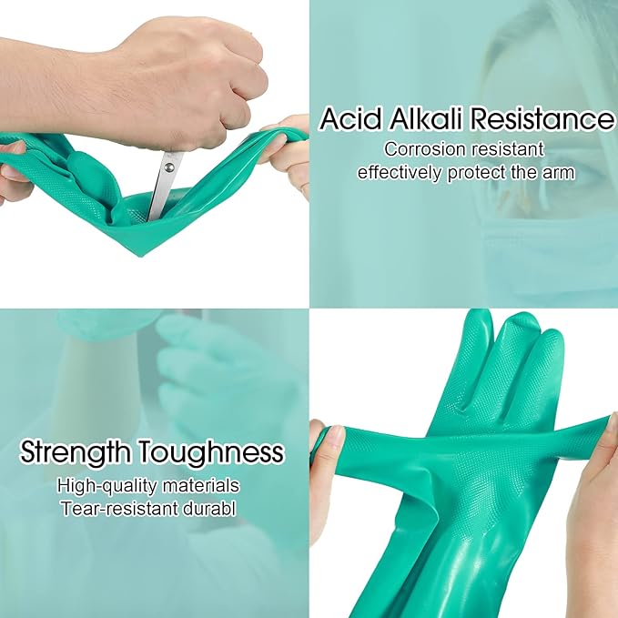 40 Pairs Chemical Resistant Gloves Heavy Duty Thick Nitrile Gloves Bulk for Cleaning, Resist Household Acid, Alkali and Oil (X-Large)
