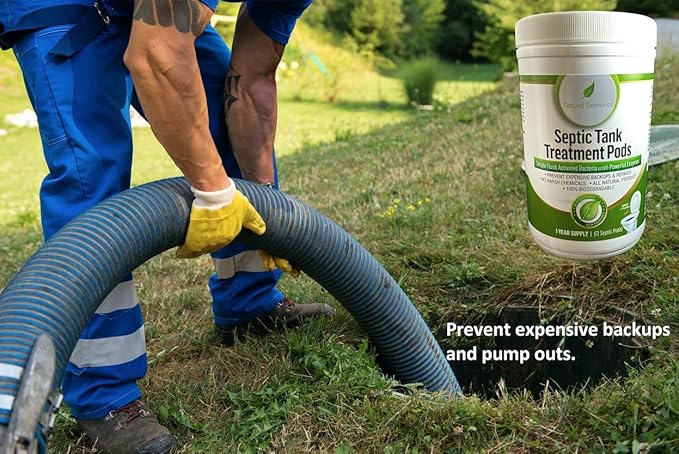 Natural Elements Septic Tank Treatment Pods | 1-Year Supply, Pack of 12 | Eco-Friendly Bacteria & Enzymes Formula | Prevents Backups, Eliminates Odors, Maintains System Health & Efficiency