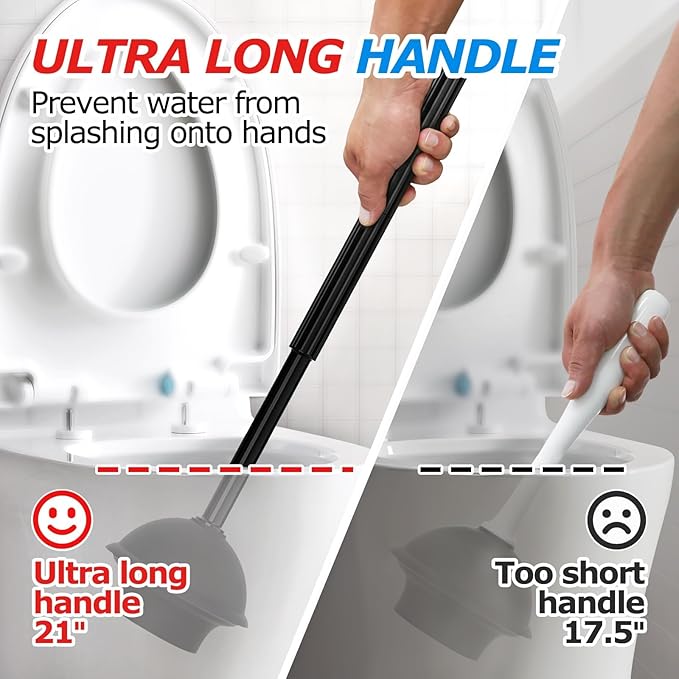 4Pack 2 in 1 Toilet Brush and Plunger Set, Extended Handle Plunger,Toilet Bowl Brush Plunger Set,Bathroom Cleaning Tools,Toilet Brush Plunger Combo,Cleaning Supplies, Cleaning Brush