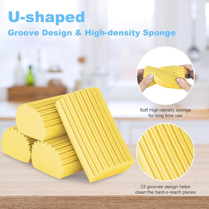 2-Pack Damp Clean Duster Sponge, Magic Sponge Eraser Baseboard Cleaner Tool, Dusters for Cleaning Blinds, Glass, Vents, Railings, Mirrors,Window Track Grooves and Faucets