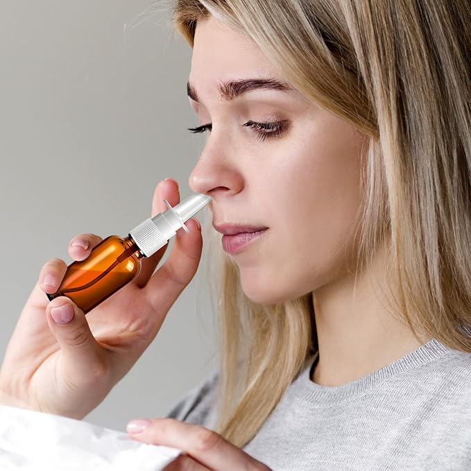 20 Pcs Nasal Spray Bottle, 30ML/1oz 12 Pcs Empty Refillable Fine Mist Glass Nasal Spray Bottle with 4 Pcs Funnels and 4 Pcs Labels…