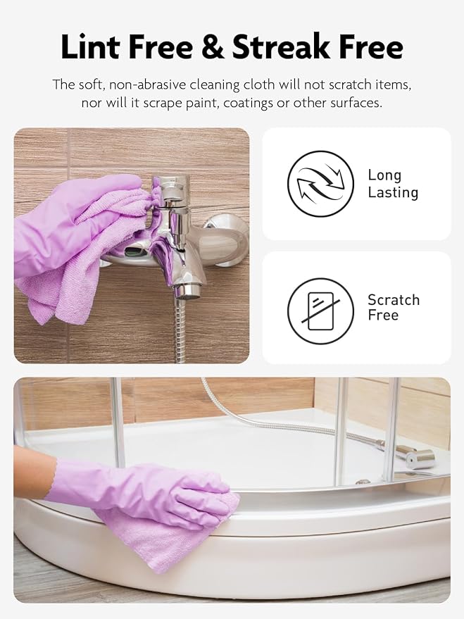 Fantasticlean Microfiber Cleaning Cloth Roll -75 pack, Tear Away Microfiber Towels, 12" x 12", Reusable, Washable, Scratch Free, Ultra Absorbent Dishcloth for Home Supplies, Car, Pet, Kitchen (Purple)