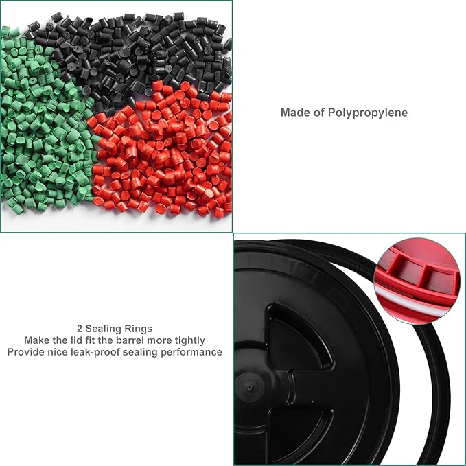 2 Pieces 5 Gallon Bucket Lid with Bucket Lid Opener,Plastic Storage Bucket Leak-Proof Screw Seal Lids,Pet Food Storage Container Lid for Home Paint Storage Buckets