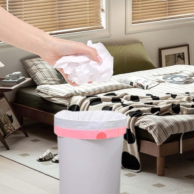 2.6 Gallon Trash Bag Drawstring, Small Garbage Bags 2.6 Gal, 1.18Mil Thickness, 40x50cm, 4.9g/pcs, Pack of 68, Unscented, Clear