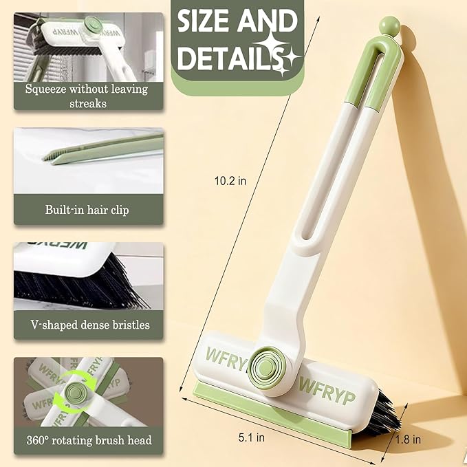 3-in-1 Multi-Purpose Stiff Bristle Crevice Cleaner Brush - Squeegee Household Deep Cleaning Tool - Versatile, Durable, Fine Brush for Cleaning Small Spaces
