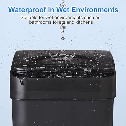 Bathroom Automatic Trash Can 2 Pack 2.2 Gal & 4 Gal Touchless Motion Sensor Small Garbage Can with Lid Smart Electric Narrow Garbage Bin for Bedroom Office Kitchen (Black)