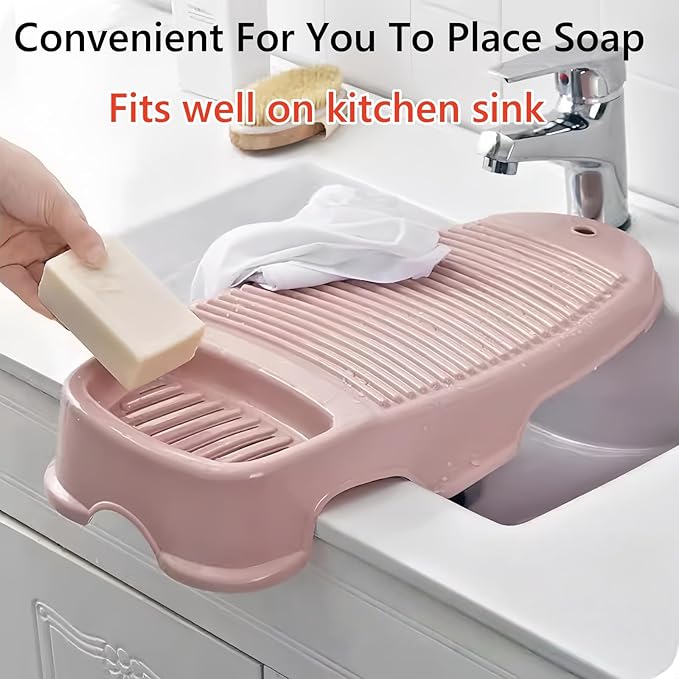 2 Pack Wash Board for Hand Washing Clothes, New Updated Washing Boards with Soap Holder and Non-slip Base, 2 Sizes Large Washboard for Laundry, Kitchen Sink (Grey)