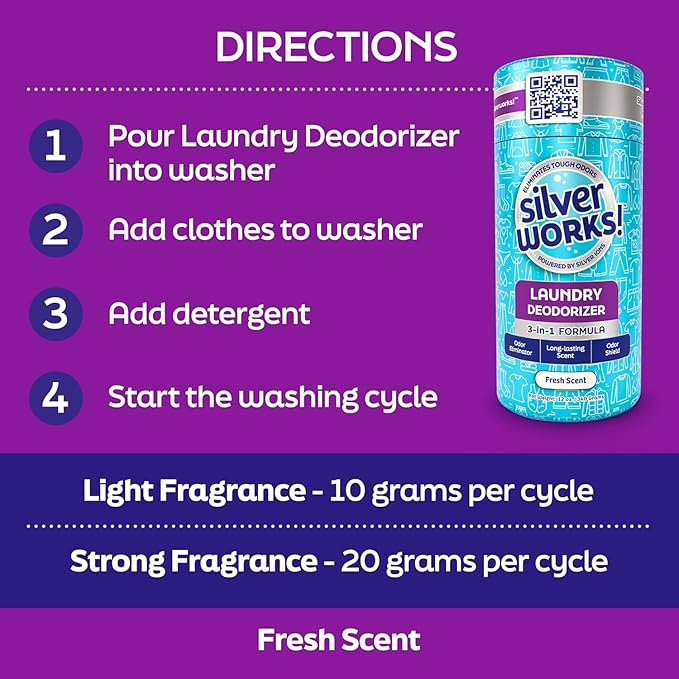 Laundry Deodorizer, In-Wash Scent Booster, 3-in-1 Odor Eliminator, Long Lasting Scent, Protects Against Odors, Laundry Odor Remover, Scent Booster & Laundry Freshener, Fresh Scent, 12 oz