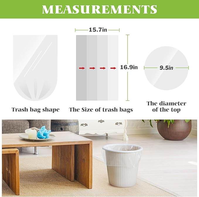 1.2 Gallon 120 Counts Strong Trash Bags Garbage Bags, Bathroom Trash Can Waste Basket Liners, Small Plastic Bags for home office kitchen, fit 5 Liter 5L, 1 Gal, Clear
