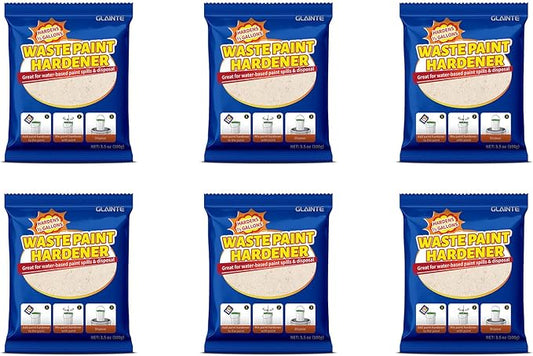 GLAINTE Waste Away Paint Hardener 6 Packs - Fast Acting Solid Hardener - Drying Powder for Water-based Paint