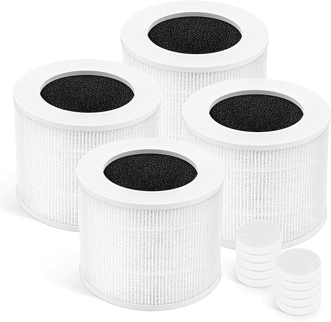 Core Mini Replacement Filter Compatible with LEVOIT Core Mini Air Purifier, 3-in-1 Upgraded Filtration Core Mini-P Replacement Filter with Activated Carbon, Compared to Part # Core Mini-RF, 4 Pack