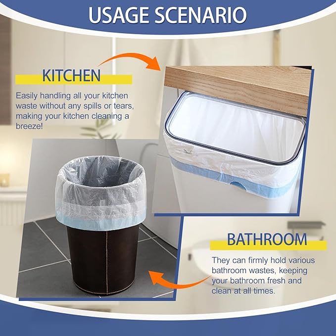 150 Count 2 Gallon Trash Bags Drawstring - 0.96 Mil Small Garbage Bags Unscented,Heavy Duty Trash Can Liners,7.5 Liter Wastebasket Bags for Home Bathroom Office Bulk