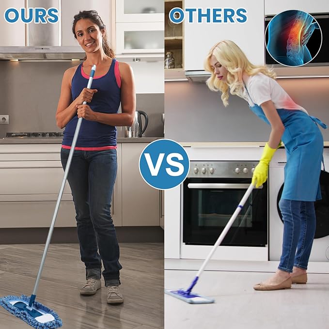 MAVRIZ Dust Mop for Hardwood Floor Washable Wet and Dry Mop with 58" Long Handle, 360° Rotating Microfiber Mop for Wood, Laminate, Tile Floor