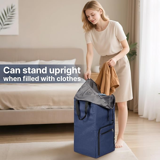 Bukere Laundry Backpack for College Students Dorm Essentials, Extra Large 90L Hanging Bag with Adjustable Shoulder Straps, Portable Laundry Tote for Apartment, Laundromat, Travel