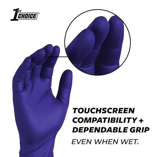 1st Choice Nitrile Gloves Medium, 3 Mil Indigo Nitrile Gloves Disposable Latex Free, Box of 100 Medical Gloves