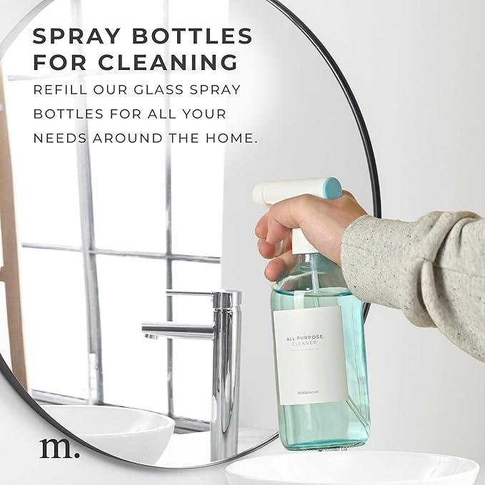 MaisoNovo Spray Bottle for Plants - 16.9 fl oz Blue x 2 with 16 Labels