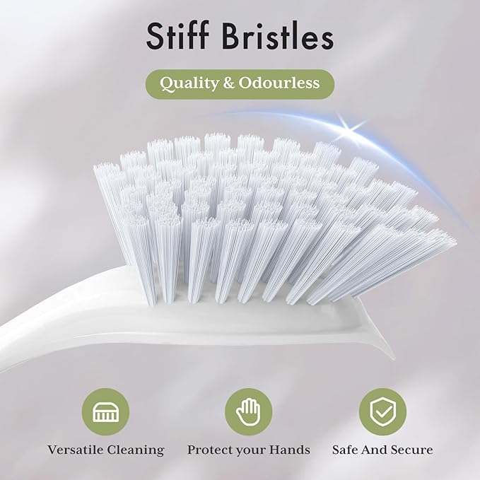 Amazer Dish Brush with Handle, 2 Pack Kitchen Scrub Brushes for Cleaning, Dish Scrubber with Stiff Bristles for Sink, Pots, Pans (Grey+Grey)