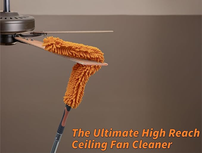 Long Handle Duster for Cleaning // Extendable Microfiber Duster with Extension Pole 18-60" // Washable, Bendable & Flexible Ceiling Fan Cleaner Duster // Telescopic Cleaning Tool for High Ceilings
