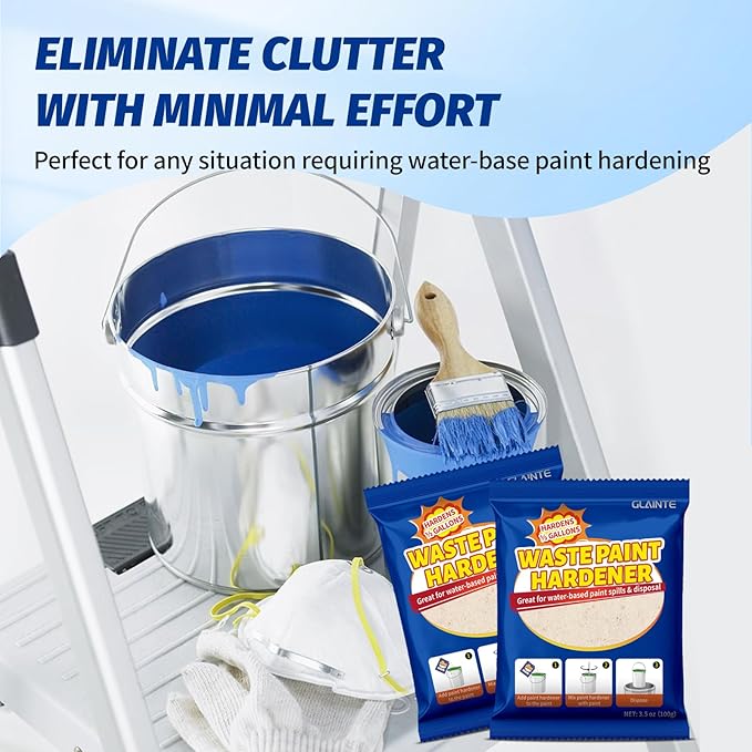 GLAINTE Waste Away Paint Hardener 6 Packs - Fast Acting Solid Hardener - Drying Powder for Water-based Paint