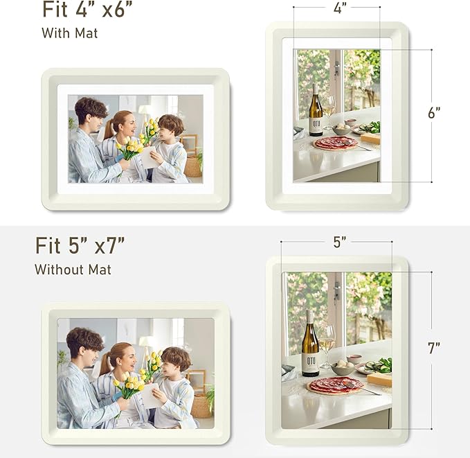 3-Pack 5x7 Picture Frame or 4x6 with Mat – Shatterproof Plastic Photo Frame for Family, Nursery, and Playroom, Wall & Tabletop Picture Frames for Home, Office, Safe & Lightweight Design in Cloud Gray