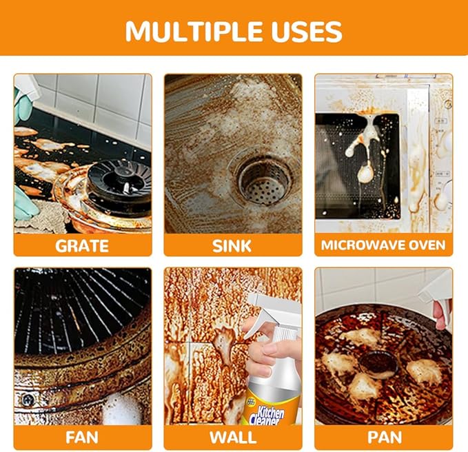 Kitchen Foam Cleaner, 2025 Upgraded All-Purpose Cleaner, Portable Grease Remover for Home Kitchen, Durable Stove Cleaners for Restaurant, Easy Clean Pot and Pan Cleaners for Housewife (1)