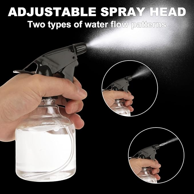 20 Pack 8 Oz Plastic Spray Bottle with Black Trigger Sprayers, Empty Refillable Spray Bottles with Adjustable Head Sprayer for Cleaning, Hair, Plant & Kitchen Use