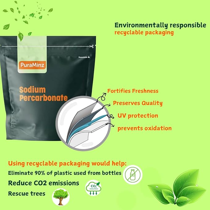 Sodium Percarbonate - 5 Pound - Premium Oxygen Bleach Powder - Solid Hydrogen Peroxide - Multipurpose Cleaner - Color Safe Laundry Stain Removal, Dishwasher, Deodorizer - Industrial Grade Strength