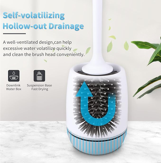 RV Toilet Bowl Brush and Holder, Silicone Toilet Bowl Brush Cleaning Toilet Scrubber Set with Non-Scratch Silicone Bristles Deep Cleaning. Wall Mount for Motorhome Travel, Travel Trailers, Camper
