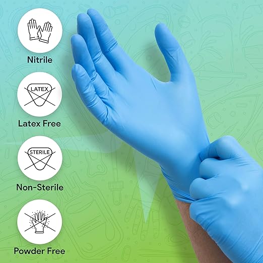 Medical Exam Blue Nitrile Gloves Medium 1000 Count - 3 Mil Powder and Latex Free Disposable Gloves - Case of 10 Boxes of 100