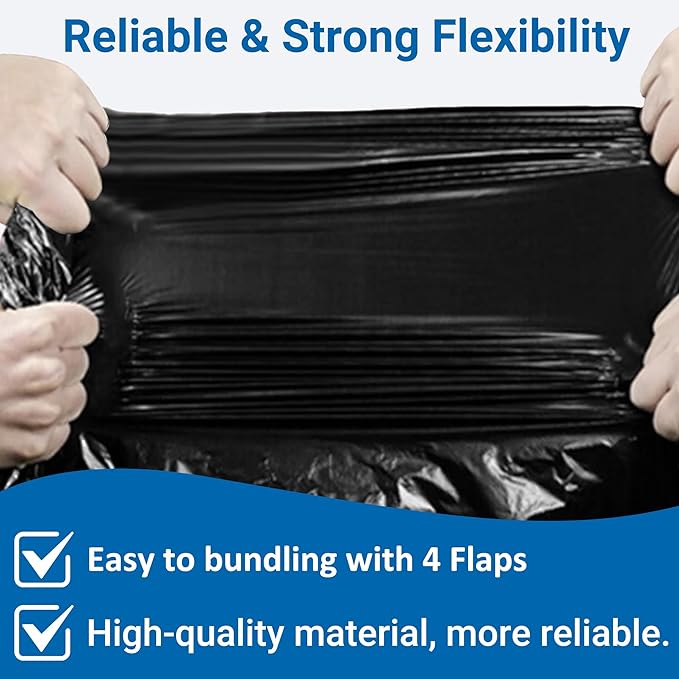 55-60 Gallon Heavy Duty Trash Bags (60 Count) 1.2 MIL THICK with Twist Ties Extra Large Sturdy & Tear-Resistant 55-60 Gallon Trash Bags Compatible with Rubbermaid Brute & Toter for Lawn & Leaf Bags