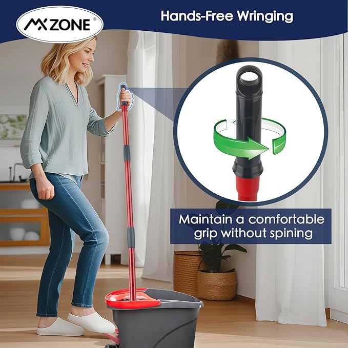 Spin Mop Handle Replacement Compatible with O Cedar Spin Mop and Bucket, 4-Section 29" to 56" Rotatable Mop Replace Handle, Mop Stick for Floor Cleaning (Mop Head & Base not Include)