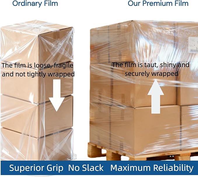 Industrial Stretch Wrap Roll– 18" x 1500 Ft, 80 Gauge Clear Stretch Film Pallet Shrink Wrap for Moving, Packing, Shipping, Storage & Furniture Protection（4 Rolls)