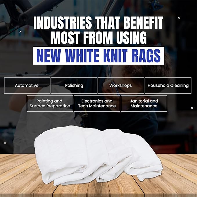 Premium White T-Shirt Cleaning Rags (4 lbs. Bag of Rags) – White Cotton Rags for Cleaning, Staining, Painting, Oil, Grease & Dust Removal – Shop Rag Bulk