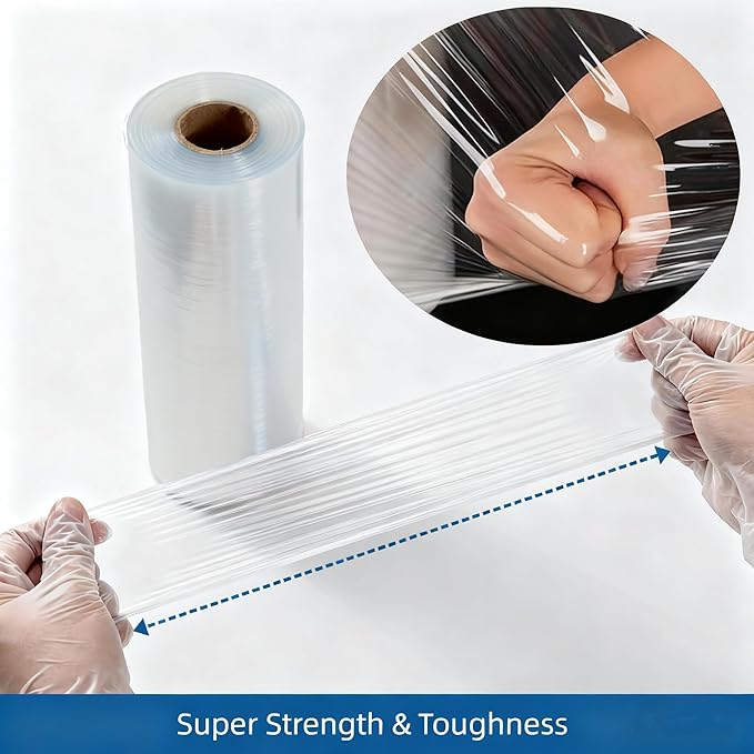 Industrial Stretch Wrap Roll– 18" x 1500 Ft, 80 Gauge Clear Stretch Film Pallet Shrink Wrap for Moving, Packing, Shipping, Storage & Furniture Protection（4 Rolls)