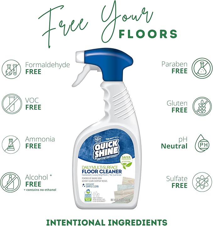 Quick Shine Multi Surface Floor Cleaner Daily Care 24oz, 6Pk | Ready to Use, Dirt Dissolving, Streak Free, No Rinse | Use on Hardwood, Laminate, Luxury Vinyl Plank LVT, Tile & Stone | Safer Choice