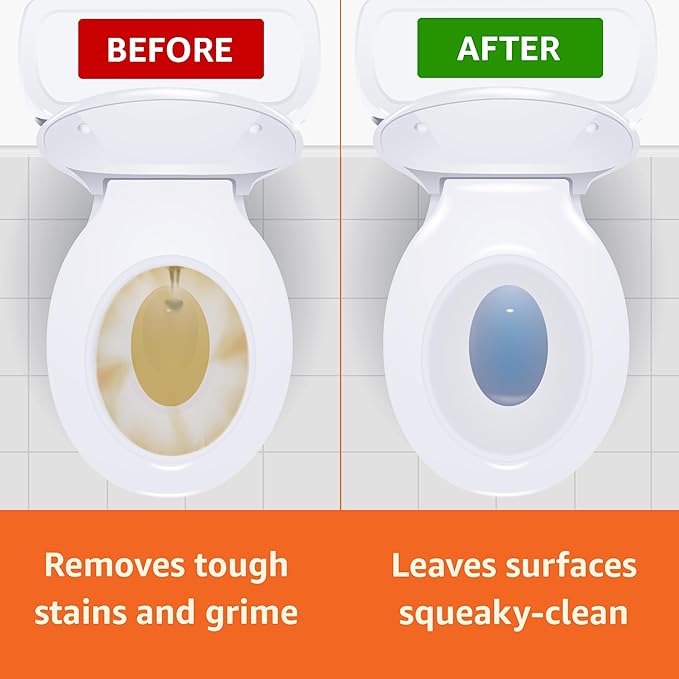 Amazon Basics Toilet Bowl Cleaner with Cling Action Formula, Bleach, Fresh Scent, 24 Fl Oz, Pack of 2